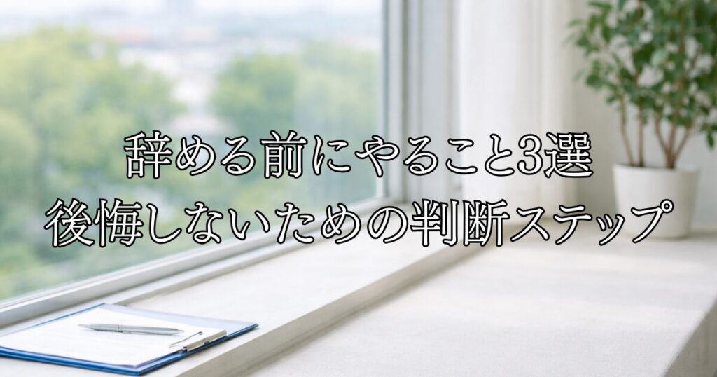 辞める前にまずやること3つ 後悔しないための判断ステップ